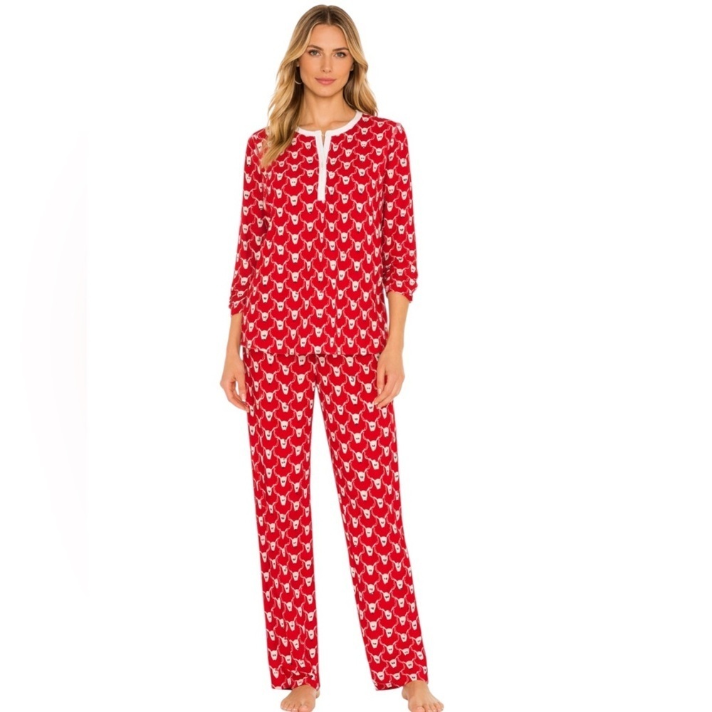 Roller Rabbit Pima Cotton Limited Edition Stag Deer Holiday Pajamas Red Size XS